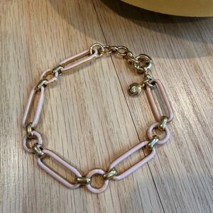 J.Crew Link Chain Reversible Bracelet Enamel Pink Gold Preppy Coquette Boho